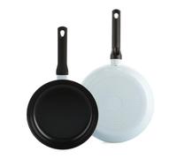 BK Enjoy Lot de 2 poêles antiadhésives en céramique Ø 24/28 cm Sans PFAS Poêle à induction Passe au four jusqu'à 160 °C Passe au lave-vaisselle Chauffage rapide Poignées Cool Touch Bleu