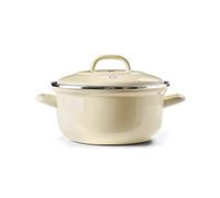 BK Indigo Cocotte Ronde Allemande Emaillée Héritage Néerlandaise avec Couvercle avec Revêtement Antiadhésif en Céramique Sans PFAS, 22 cm/3.3 Litre, Induction, Va au lave-vaisselle et au four, Crème