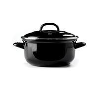 BK Indigo Cocotte Ronde Allemande Emaillée Héritage Néerlandaise avec Couvercle avec Revêtement Antiadhésif en Céramique Sans PFAS, 24 cm/4.2 Litre, Induction, Lavable au Lave-Vaisselle, Au Four, Noir