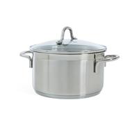 BK Vision 18/10 Marmite en acier inoxydable Ø 24 cm/6 l avec couvercle en verre, convient à l'induction, passe au four jusqu'à 220 °C, passe au lave-vaisselle, poli brillant, argenté
