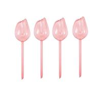 Bkazwe Lot de 4 Globes d'arrosage Automatique pour Plantes d'intérieur et d'extérieur, Irrigation Goutte à Goutte Automatique avec Pointes en Terre Cuite, Motif Tulipe pour décoration Maison