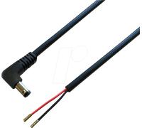 BKL 076103 - Fiche coudée pour câble DC, 2,5/5,5 mm, 2,0 m, 48 V, noir