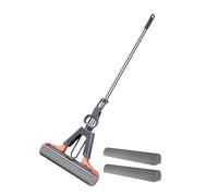 Bkljkf Manche Réglable De 110 Cm Balai Lave Sol avec 2 Têtes Eponge PVA Réutilisables, Balai Éponge Absorbant, Balai Lave Sol, Serpillière Éponge, Vadrouille À Presser, pour Sols Bois, Stratifiés