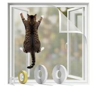 BKSAI Moustiquaire Anti-Chute pour Chat - Renforcée Anti-Griffes 320g/m², Protection Fenêtre Sécurisée Sans Perçage, Filet Auto-adhésif pour Empêcher les Chutes de Chat, 130x150cm Beige-Blanc