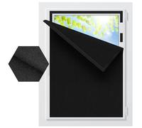 BKSAI Rideau Occultant Fenetre Store Occultant Sans Perçage en Lin Découpable Tissu Occultant Totale Film Occultant Fenêtre Toit Amovible pour Protection Solaire Voyage Chambre Bureau - 130*150CM Noir