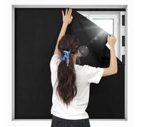 BKSAI Rideau Occultant Fenetre Store Occultant Sans Perçage en Lin Découpable Tissu Occultant Totale Film Occultant Fenêtre Toit Amovible pour Protection Solaire Voyage Chambre Bureau - 100*150CM Noir