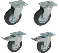 BKshop | Roulettes pour charges lourdes 4 x 160 mm, roulettes pivotantes, lot de 2 avec frein, capacité de charge 600 kg, roulettes de transport, roulettes fixes, roulettes pour meubles