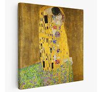 BKstuff Cadre Peinture oeuvre d'art, Reproduction sur toile entoilée Oeuvres de Gustav Klimt (Le Baiser, Gustav Klimt, 50x50cm)