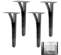 BKSXSOP Ensemble de 4 Pieds de Meubles en métal Noir pour Table Basse, Pieds de Support réglables en Acier Inoxydable pour Meuble de Salle de Bain, Commode TV de Cuisine et Autres.