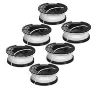 Black And Decker A6481 Bobine de fil compatible avec St4525 St6600 St7000 St7200 St7500 St7700 Stc1820 Lot de 6 cordons de rechange en nylon noir pour outils de coupe de gazon de jardin