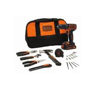 Black and Decker BDCDC18HTSA - Perceuse visseuse 18V 1,5Ah Li-Ion avec accessoires et outils à main