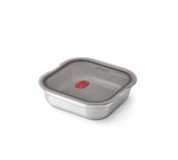 BLACK+BLUM Boîte à déjeuner en acier inoxydable sans plastique avec couvercle anti-fuite, hermétique, verrouillable, passe au micro-ondes, lave-vaisselle et four, petit carré, 1 050 ml
