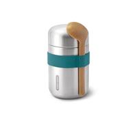 BLACK + BLUM - Boîte Alimentaire Isotherme - Thermos Acier Inoxydable, Bouchon Hermétique - Chaleur 6H, Froid 8H - Sangle & Cuillère - 400ml - Argent/Océan