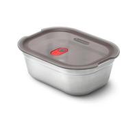 BLACK + BLUM - Boîte Repas Rectangulaire Hermétique - Inox Compatible Micro-Onde, Lave-Vaisselle, Four et Congélateur - Couvercle Sécurisé - 900ml - Gris/Rouge