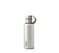 BLACK + BLUM - Gourde Isotherme - Thermos en Acier Inoxydable avec Large Goulot - Anse en Cuir Vegan - Garde la Chaleur 12H, le Froid 24H - 500ml - Noir
