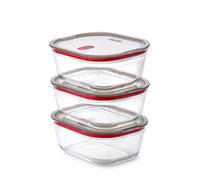 BLACK + BLUM Stack + Nest Lot de 3 Boîtes En Verre | 1.2 L | Lot de boîtes repas en verre hermétiques.Verre borosilicaté.Passe au four,micro-ondes,air fryer,congélateur et lave-vaisselle