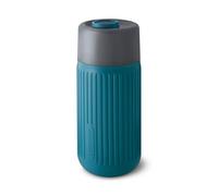 BLACK + BLUM - Tasse de Voyage en Verre Borosilicate - Gobelet Isotherme - Couvercle 100% Étanche et Verrouillable - Manchon Antidérapant - 340 ml - Bleu Ocean