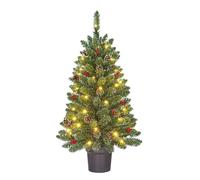 Black Box Trees Creston Sapin de Noël Artificiel en Pot avec éclairage LED - H90xØ50cm - Vert givré