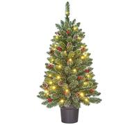 Black Box Trees Creston Sapin de Noël Artificiel en Pot avec éclairage LED - H90xØ50cm - Vert givré