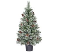 Black Box Trees Vandans Sapin de Noël Artificiel en Pot - Christmas Tree H90 x Ø48 cm - avec Pommes de pin - Vert givré