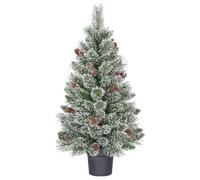 Black Box Trees Vandans Sapin de Noël Artificiel en Pot - Christmas Tree H90 x Ø48 cm - avec Pommes de pin - Vert givré