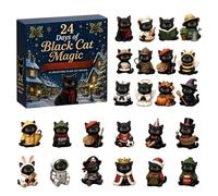 Black Cat 2026 - Christmas Countdown | 2D Acrylic Figures | 24 Days Holiday Figurine Set, Lightweight Sturdy Material, Cute Pet Lover Gift Box, Decorative Desk & Mantel Ornaments