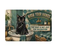 Black Cat in Sink Wash Your Hands Vintage Tapis à Poils Courts 150 x 100 cm | Tapis doux à poils courts : avec entretien facile à la main; pour salon