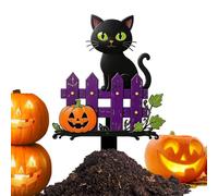 Black Cat Pumpkin Yard Stake - Wooden Ground Insert -Halloween Garden Decor | Halloween Stake Decorations Pathway Garden Home Decor Patio Lawn Potted Plant Outdoor