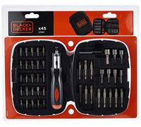 BLACK+DECKER A7039-XJ Tournevis et Embouts à Cliquet (45 Pièces, 25x Embouts de Tournevis 25 mm + 11x Embouts 50 mm ; 7x Douilles 5-11 mm, Porte-Embout Magnétique, Adapté aux Bricoleurs), Noir