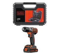 Black + Decker A7218 Coffret d'Outils de perçage/vissage 53 pièces + Black + Decker ASD18KB Perceuse Simple Électrique sans fil 18 V/1.5 A