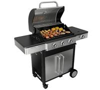 Black+Decker Barbecue à gaz BXOG12950E | 3 brûleurs 3,6 kW + côté 2,1 kW | Grille en fonte | Nettoyage facile | Thermomètre en acier inoxydable | Zone de cuisson flexible | Roulettes pivotantes