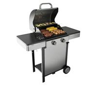 Black+Decker Barbecue à gaz BXOG72000E | 2 brûleurs 3,6 kW | Grille en fonte | Nettoyage facile | Thermomètre inox | Zone de cuisson flexible | Roulettes pivotantes