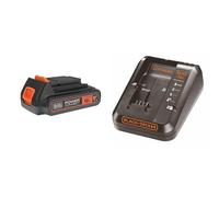 BLACK+DECKER Batterie 18 V Li-ION 2,0 Ah pour Les Travaux de Bricolage & BDC1A-QW Chargeur Rapide 1 Ah-pour Batteries 14.4 V - 18 V, Orange sans Batterie