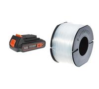 BLACK+DECKER Batterie Lithium 18V 2 Ah, Compatible avec Tous Les Outils 18V & Bobine de Rechange pour Coupe-Bordures, 50 m de Fil en Nylon Transparent et Résistant, Fil de ⌀1,5 mm, A6171-XJ