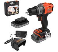 BLACK+DECKER Perceuse-visseuse sans fil 18V, 2 batteries BCD382D2XK-QW | Couple max 45Nm, 2 batteries 2.0Ah, chargeur 1A & Kitbox