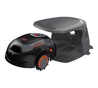 BLACK+DECKER BCRMW123-QW Robot Tondeuse à Gazon Haut de Gamme avec Nettoyeur, Niche et Une Batterie 12 V 4,3 Ah Lithium pour 700 m² Noir