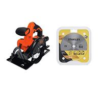 BLACK+DECKER BDCCS18N-XJ Scie circulaire sans fil - Profondeur de coupe : 43 mm - Coupes biaises à 45° - 1 lame 200W, 18V, Orange, Sans batterie & Hoja cromada ø 140x12.7 mm. 100 dientes