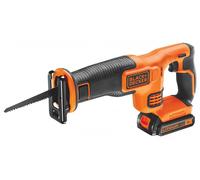 BLACK+DECKER BDCR18-QW Scie sabre sans fil - Débattement : 22 mm - Lame de 15 cm - 1 lame, 18V, Orange, 1 batterie