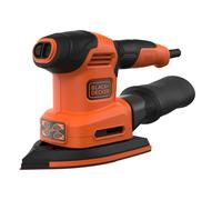 BLACK+DECKER BEW200-QS Multiponceuse filaire - 200W - 2mm de diamètre d'orbite - 6 abrasifs, 2 plateaux et 1 doigt de ponçage - Collecteur à action cyclonique