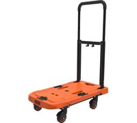 BLACK+DECKER Chariot de transport pliable - Chariot à plate-forme - Max. 90 KG - Réglable en hauteur - 61.4 x 37x3 x 89.4 CM - Orange