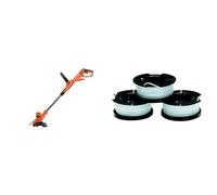 BLACK+DECKER Coupe-Bordures Filaire 450W, Coupe-Bordures Electrique 25 cm & Lot de 3 Bobines de Rechange pour Coupe-Bordures, Bobine Reflex Plus A Déroulement Automatique, 3 x 10 m de Fil