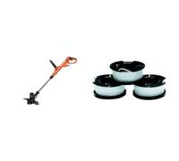 BLACK+DECKER Coupe-Bordures Filaire 550W, Coupe-Bordures Electrique 28 cm & Lot de 3 Bobines de Rechange pour Coupe-Bordures, Bobine Reflex Plus A Déroulement Automatique, 3 x 10 m, ⌀1,5 mm
