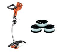 BLACK+DECKER Coupe-Bordures Filaire 900W, Coupe-Bordures Electrique 35 cm avec 2 Poignées, Tube Télescopique et Roue de Guidage & Lot de 3 Bobines de Rechange - 3 x 10 m de Fil en Nylon - Fil de 1,5mm