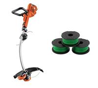 BLACK+DECKER Coupe-Bordures Filaire 900W & Lot de 3 Bobines de Rechange pour Coupe-Bordures, Bobine Reflex Plus A Déroulement Automatique, 3 x 6 m de Fil en Nylon Vert et Résistant, Fil de ⌀2 mm