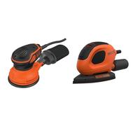 Black & Decker KA199-QS Ponceuse excentrique 240 W & Ponceuse de Détail Mouse Filaire 55 W - 1,5 mm de Diamètre d'Orbite
