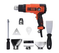 BLACK+DECKER KX2200K-QS Décapeur Thermique Filaire - 360 à 720 L D'air/min - Fourni en Coffret avec 4 Buses, 1 Grattoir, 1 Poignée Grattoir et 2 Têtes de Grattoir 2200W, Orange