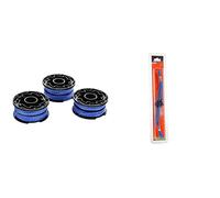 BLACK+DECKER Lot de 3 Bobines de Rechange pour Coupe-Bordures, 3 x 12 m de Fil en Nylon, Fil de ⌀1,5 mm,Bleu & Lot de 10 Fils Torsadés Haute Performance, Fils Bleus Résistants de ⌀2,4mm