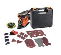 BLACK+DECKER Multiponceuse 4 en 1 Autoselect Filaire, 17 Abrasifs, Livrée en Coffret, Orange, 170 x 100 mm