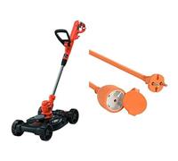 BLACK+DECKER Outil 3-en-1 Filaire 550W : Coupe-Bordures, Dresse-Bordures et Tondeuse, 30 cm & Electraline 20857038F Prolongateur jardin avec clapet 16 A 25 m Orange