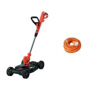 BLACK+DECKER Outil 3-en-1 Filaire 550W : Coupe-Bordures, Dresse-Bordures et Tondeuse, 30 cm, Outil Polyvalent avec 2 Poignées et Roue de Guidage & Zenitech - Prolongateur 16A HO5VV-F 2x1,5 Orange 25m